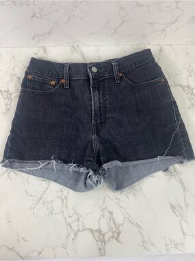 Levi's Black High-Waist Distressed Denim Shorts